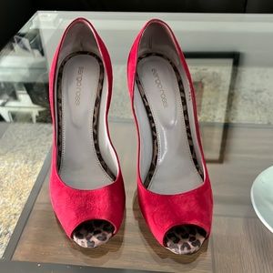 Sergio Rossi red peep toe pumps